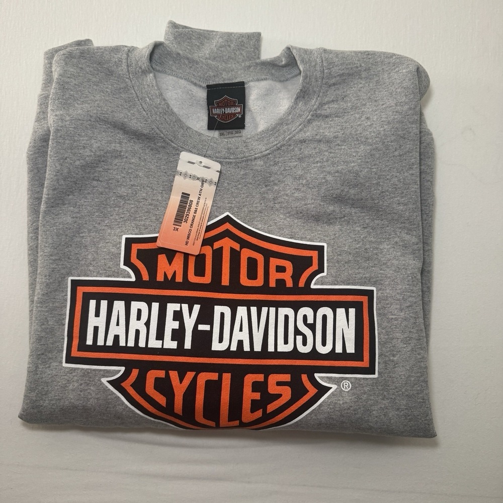 Mens Harley Davidson 3x Crewneck Sweater Long Sleeve Gray